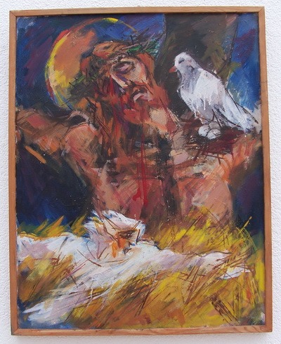 Poľný kríž, olej/drevo, 1998
