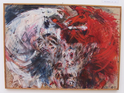Biela a červená, olej, 2007